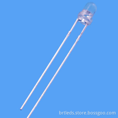 3mm Round LED Lamp, White Color (x=0.28/y=0.28) w/ Water Clear Lens, 8,500mcd, 30° Viewing Angle